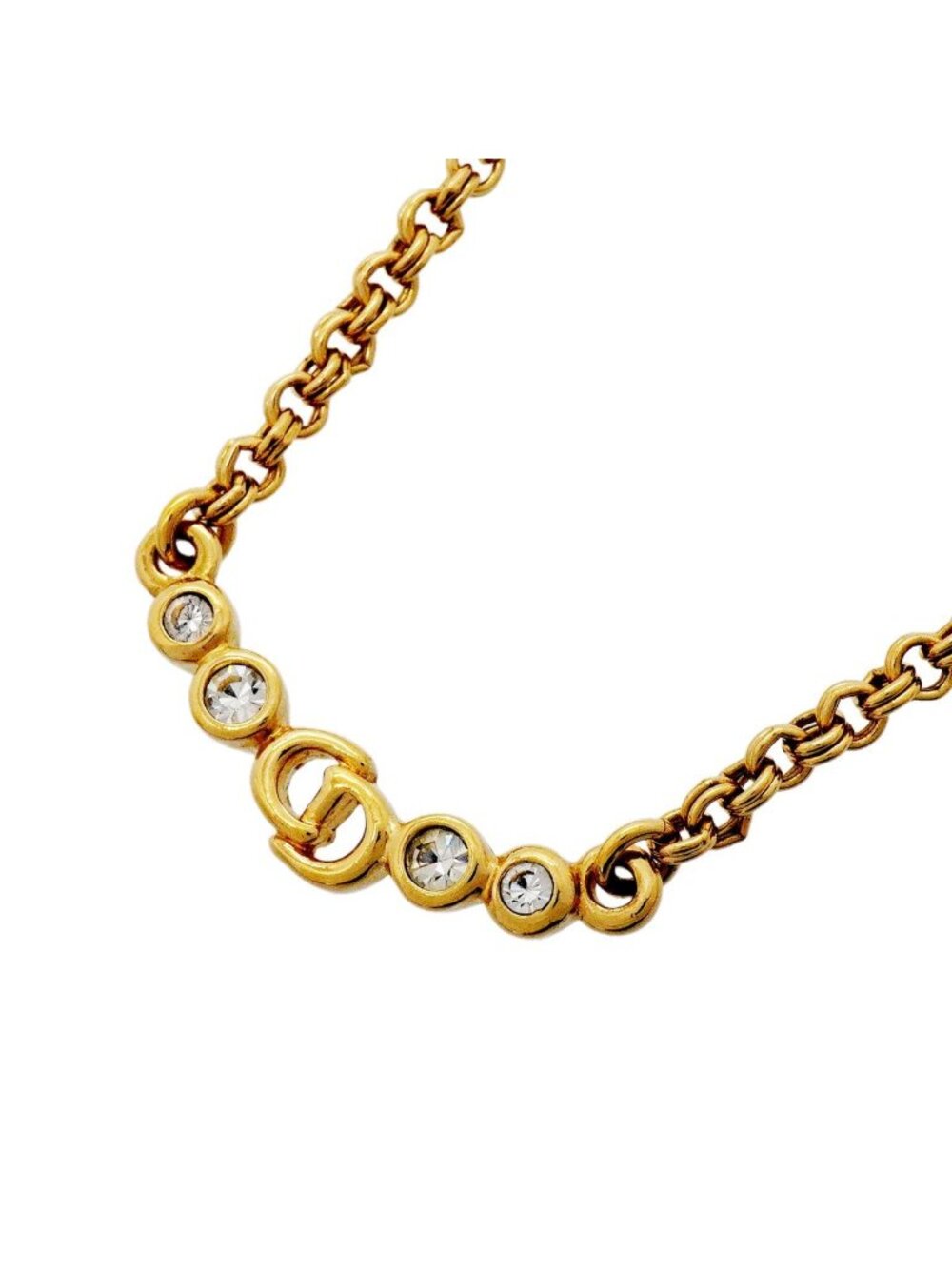 Dior Necklace CD Logo Gold Plated Rhinestone